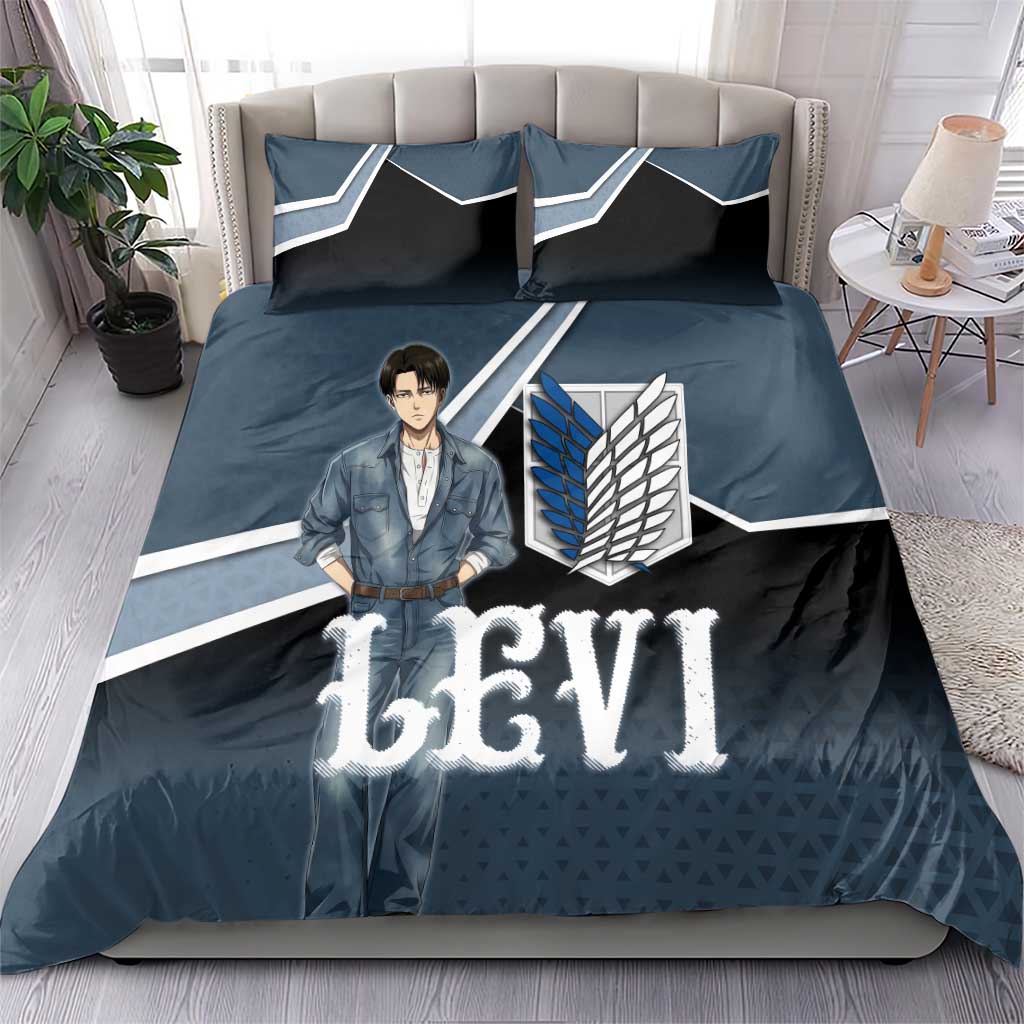 Levi Attack on Titan Bedding Set Anime Denim Illustration