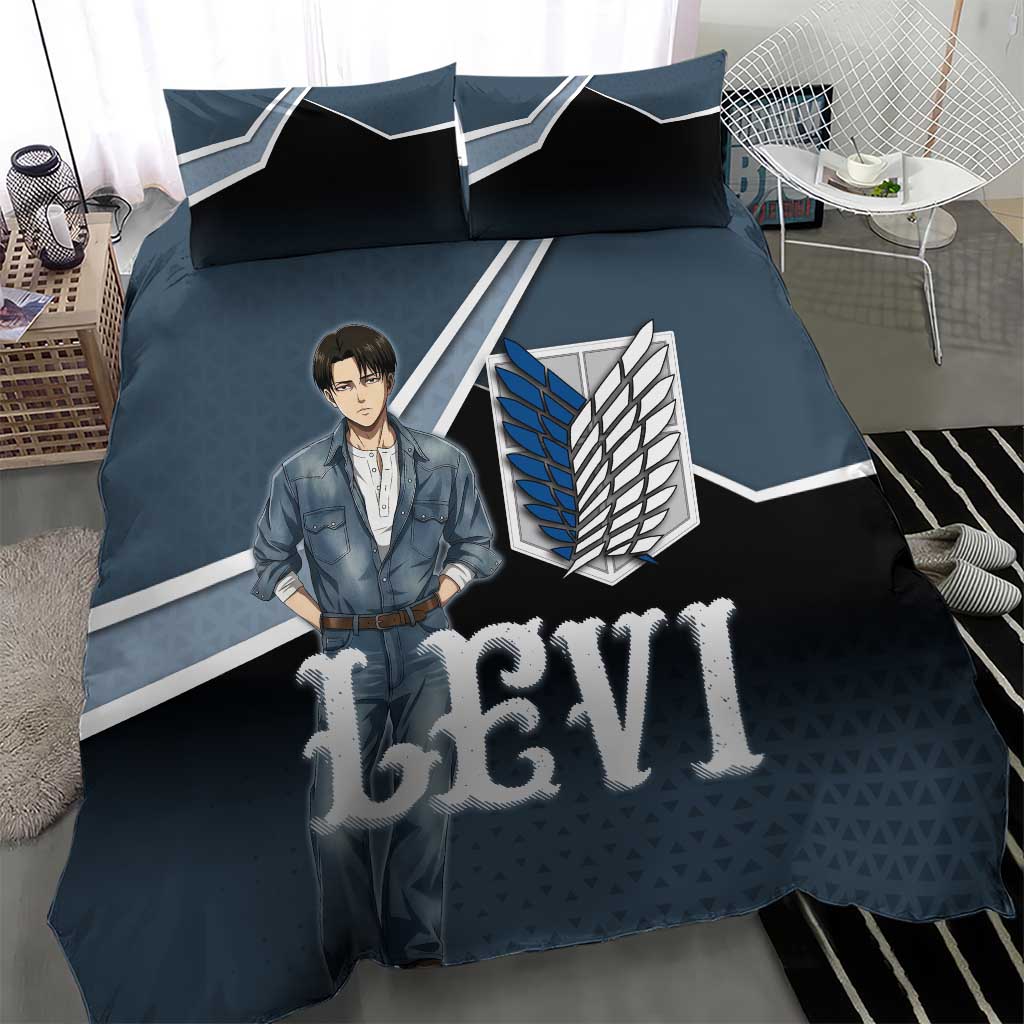 Levi Attack on Titan Bedding Set Anime Denim Illustration
