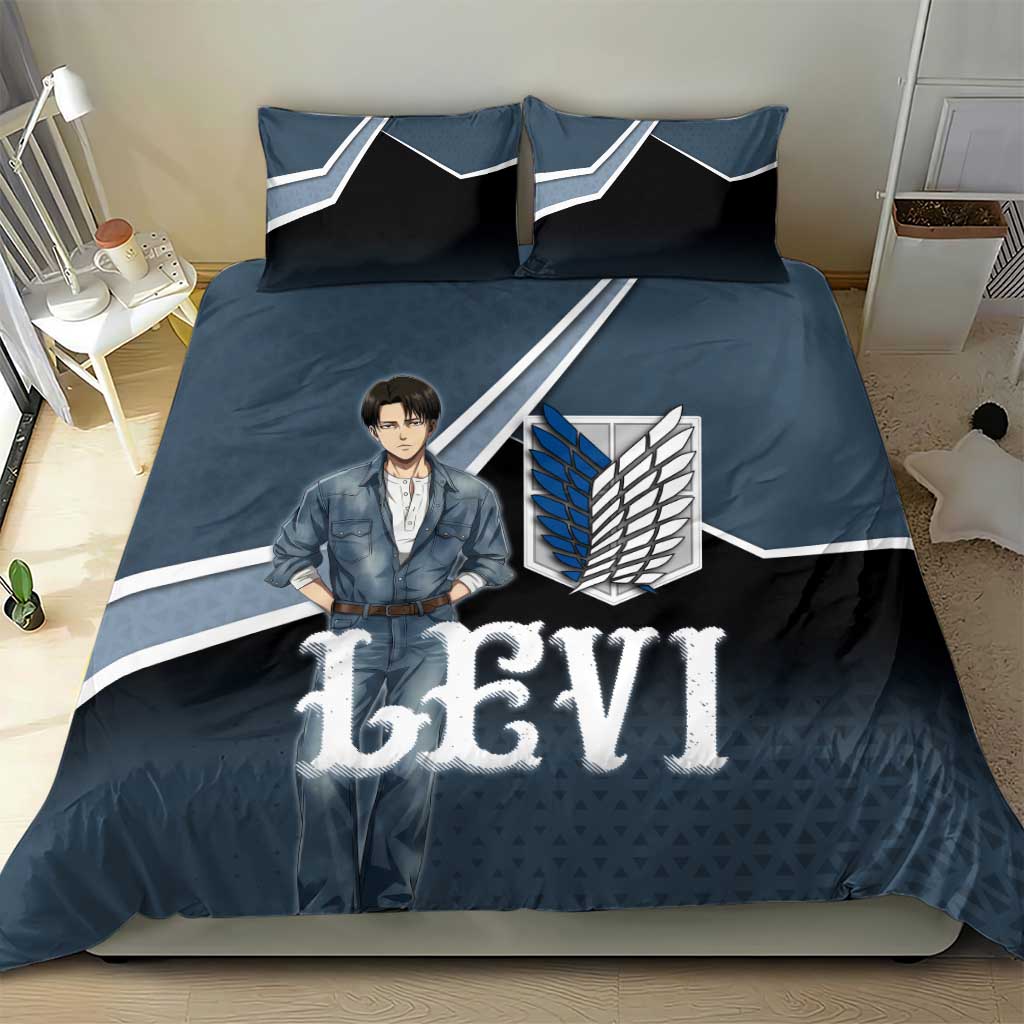 Levi Attack on Titan Bedding Set Anime Denim Illustration