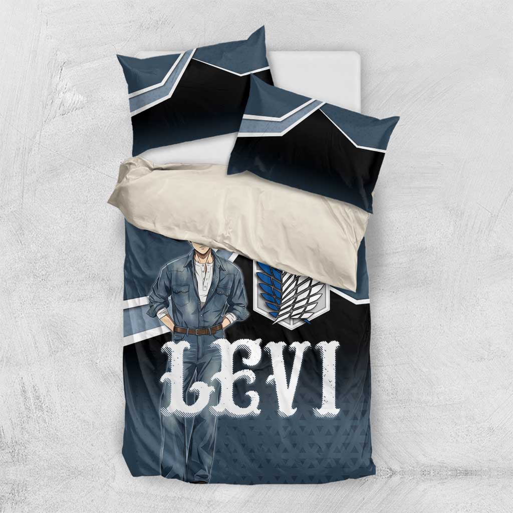 Levi Attack on Titan Bedding Set Anime Denim Illustration