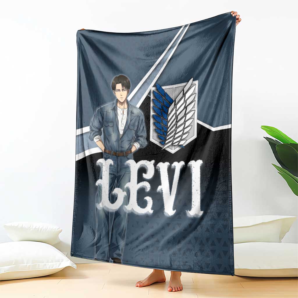 Levi Attack on Titan Blanket Anime Denim Illustration