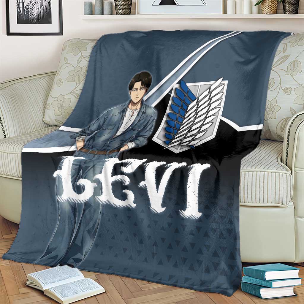 Levi Attack on Titan Blanket Anime Denim Illustration