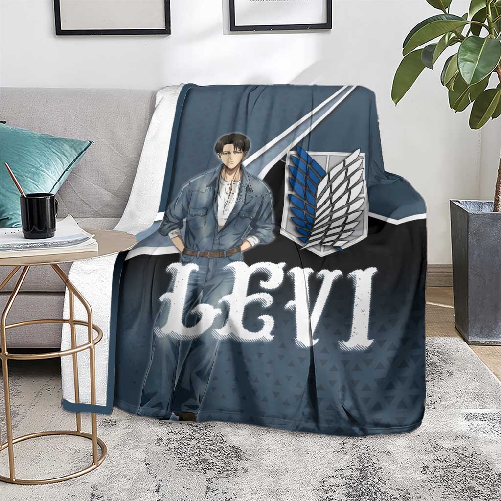 Levi Attack on Titan Blanket Anime Denim Illustration