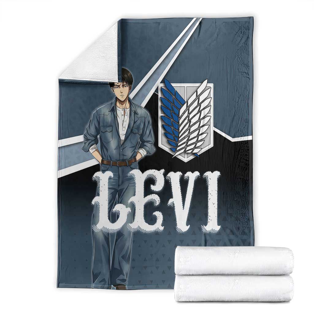 Levi Attack on Titan Blanket Anime Denim Illustration