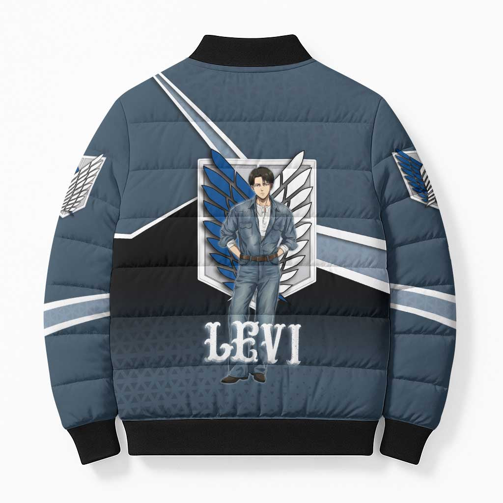 Levi Attack on Titan Bomber Puffer Jacket Anime Denim Illustration