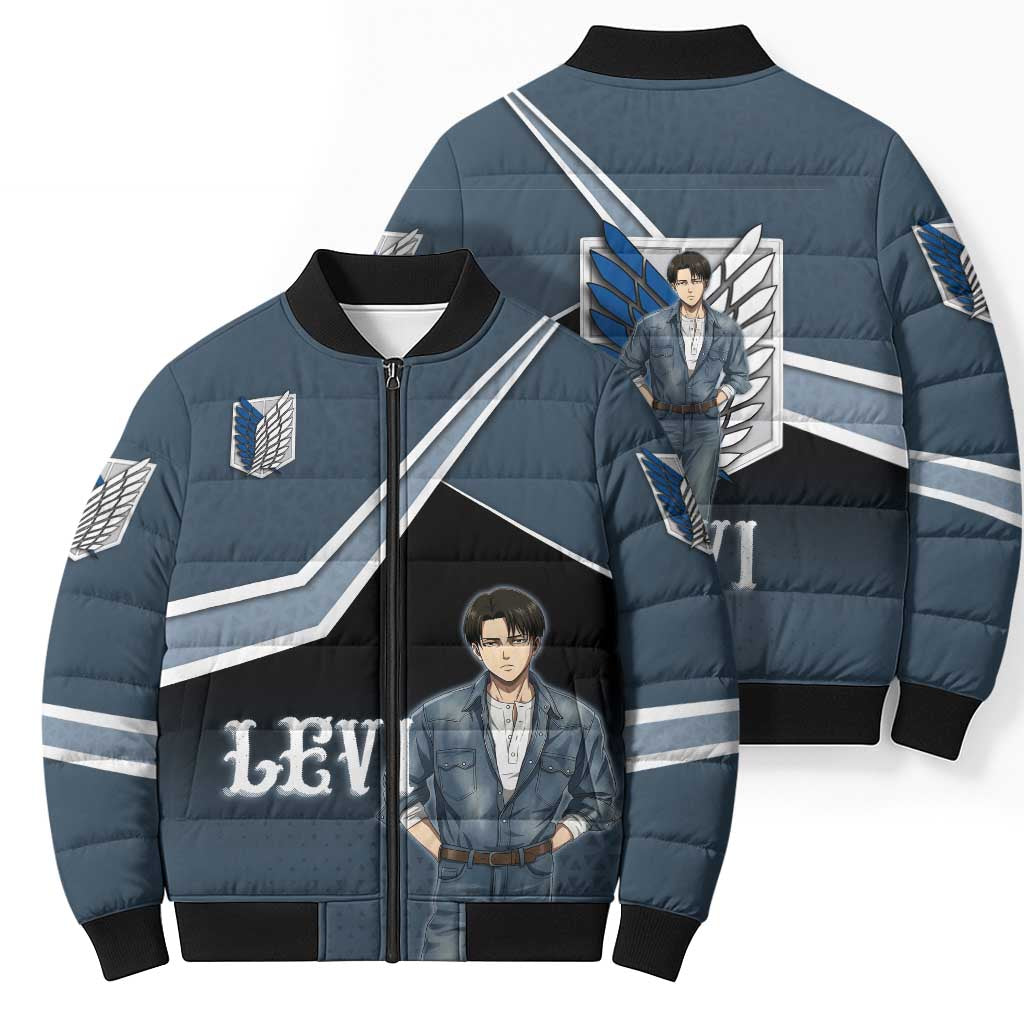 Levi Attack on Titan Bomber Puffer Jacket Anime Denim Illustration