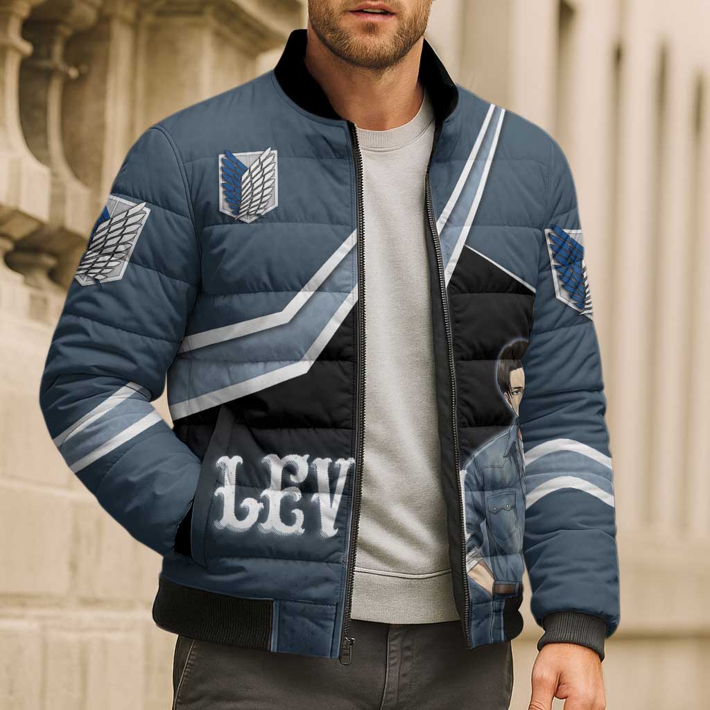 Levi Attack on Titan Bomber Puffer Jacket Anime Denim Illustration