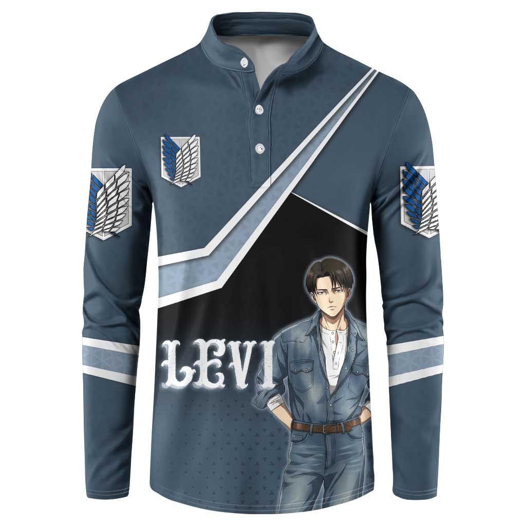 Levi Attack on Titan Button Sweatshirt Anime Denim Illustration