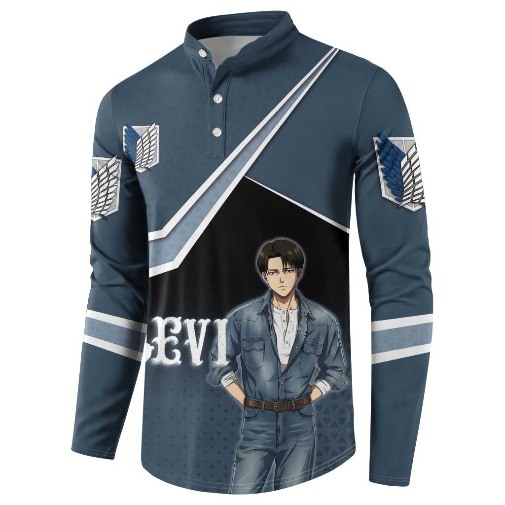 Levi Attack on Titan Button Sweatshirt Anime Denim Illustration