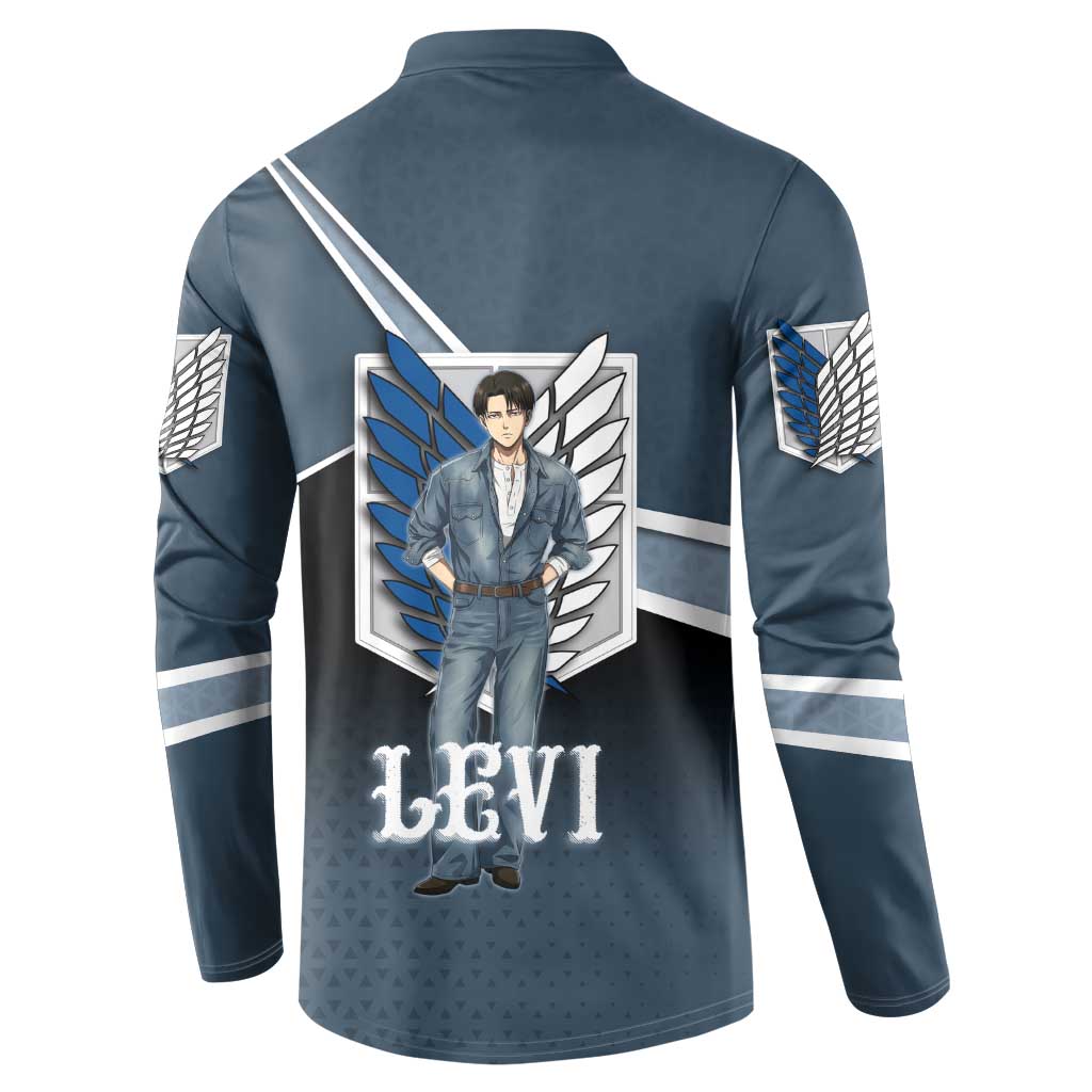 Levi Attack on Titan Button Sweatshirt Anime Denim Illustration