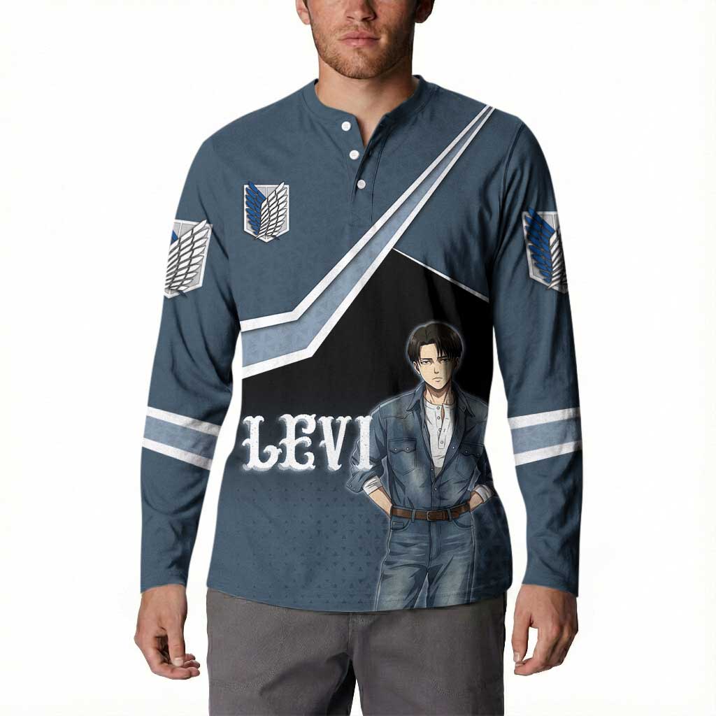 Levi Attack on Titan Button Sweatshirt Anime Denim Illustration