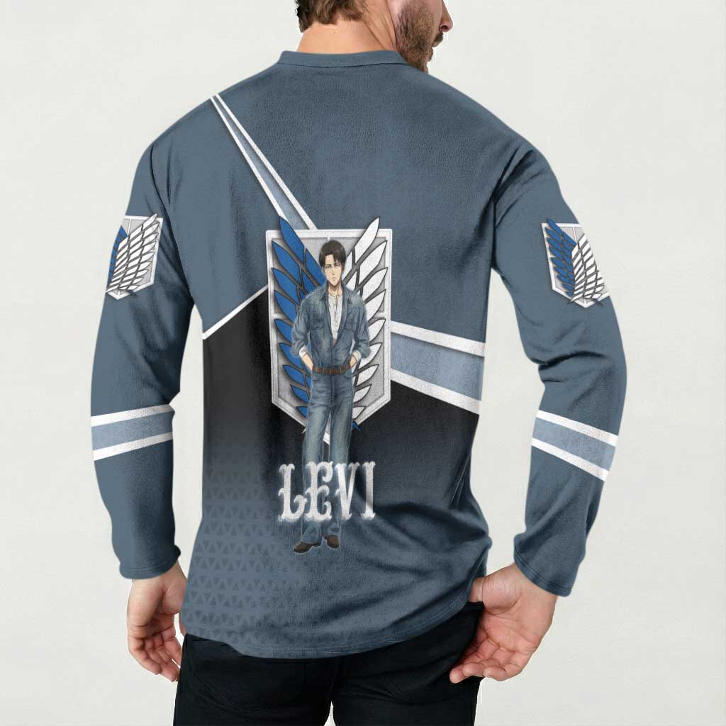 Levi Attack on Titan Button Sweatshirt Anime Denim Illustration