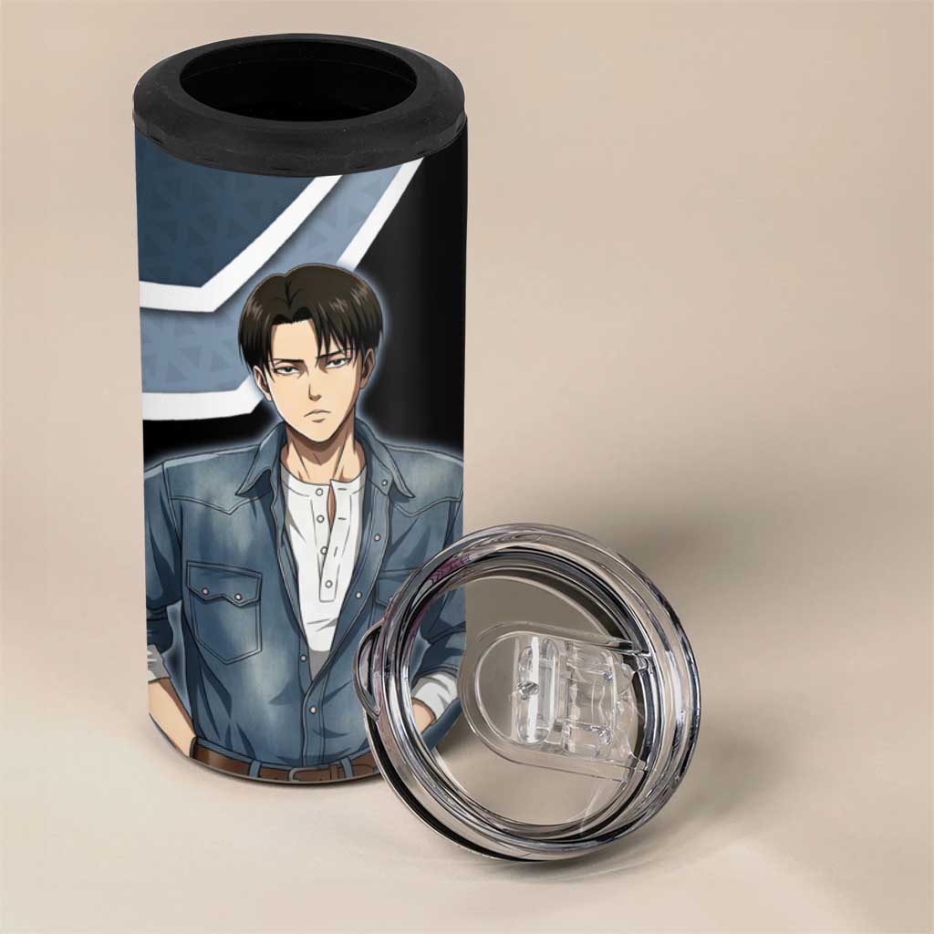 Levi Attack on Titan 4 in 1 Can Cooler Tumbler Anime Denim Illustration