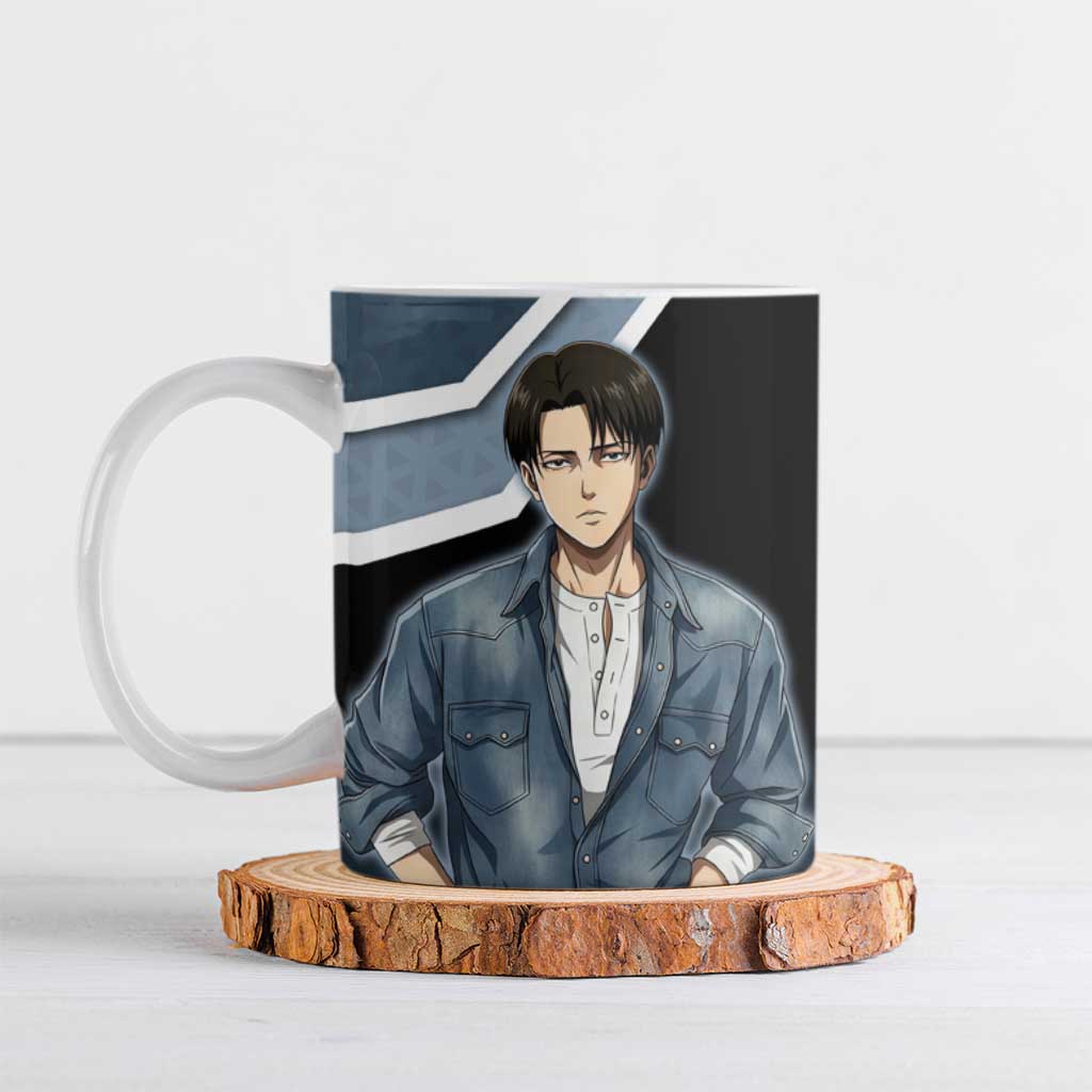 Levi Attack on Titan Ceramic Mug Anime Denim Illustration