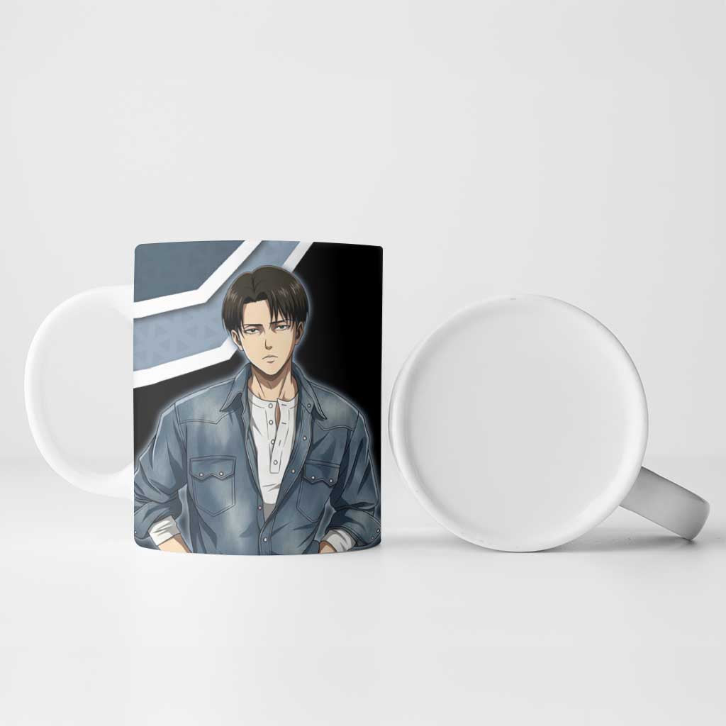 Levi Attack on Titan Ceramic Mug Anime Denim Illustration