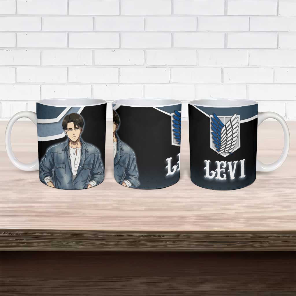 Levi Attack on Titan Ceramic Mug Anime Denim Illustration