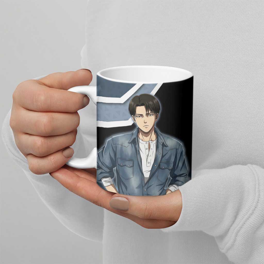 Levi Attack on Titan Ceramic Mug Anime Denim Illustration