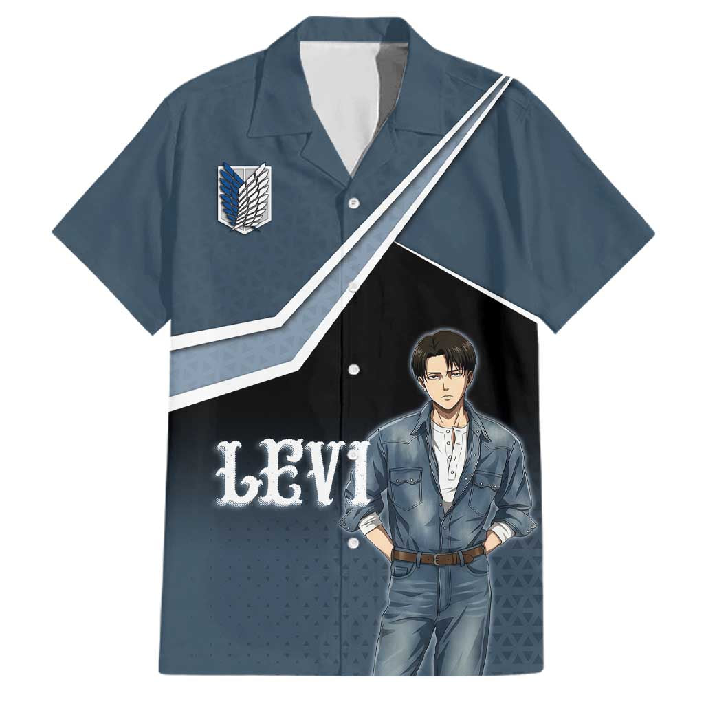 Levi Attack on Titan Family Matching Mermaid Dress and Hawaiian Shirt Anime Denim Illustration