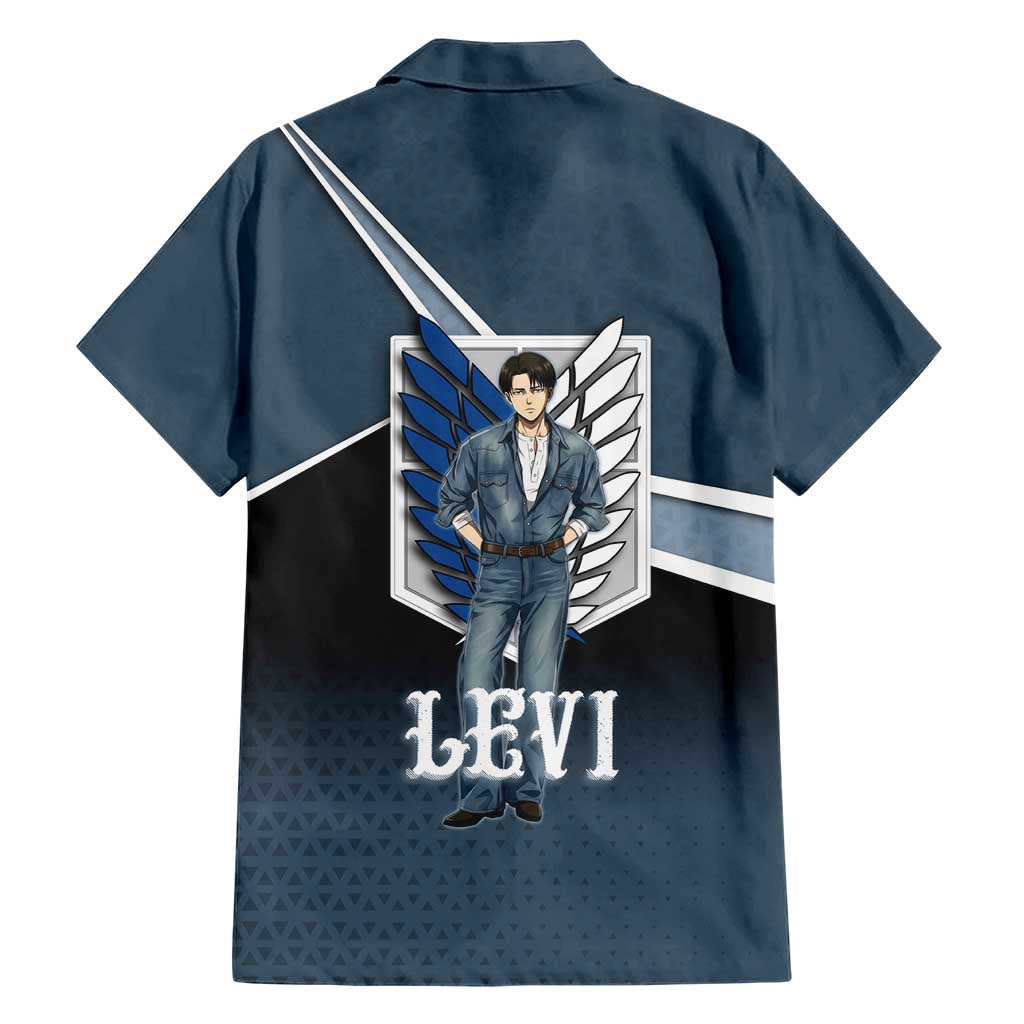 Levi Attack on Titan Family Matching Summer Maxi Dress and Hawaiian Shirt Anime Denim Illustration