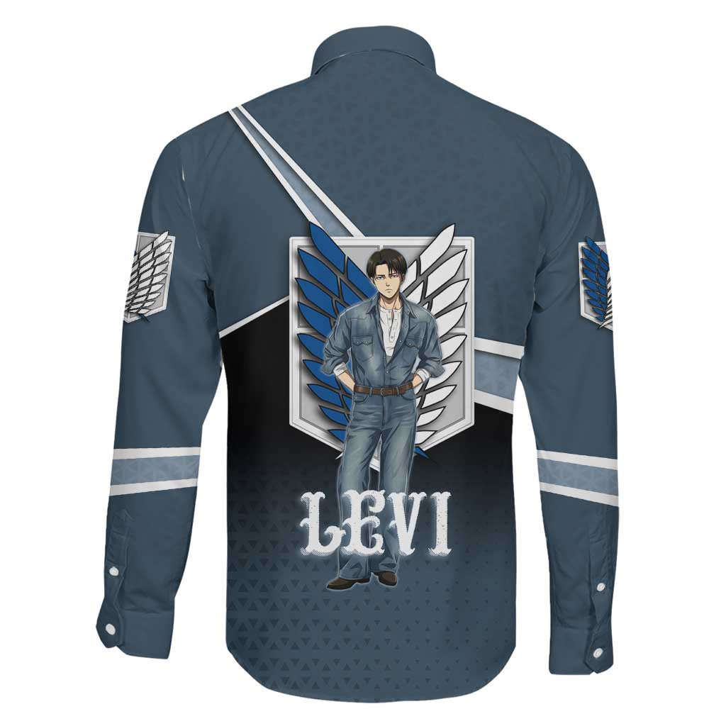 Levi Attack on Titan Family Matching Summer Maxi Dress and Hawaiian Shirt Anime Denim Illustration