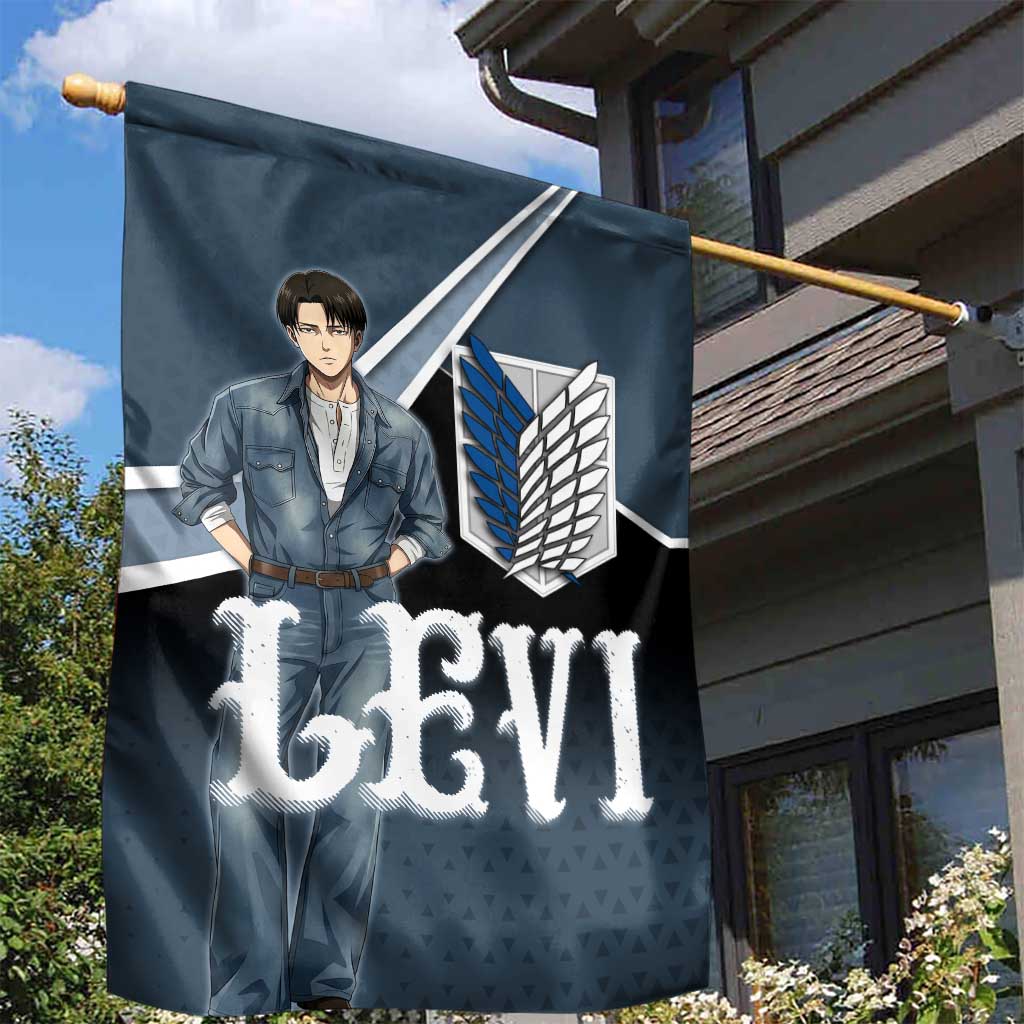 Levi Attack on Titan Garden Flag Anime Denim Illustration