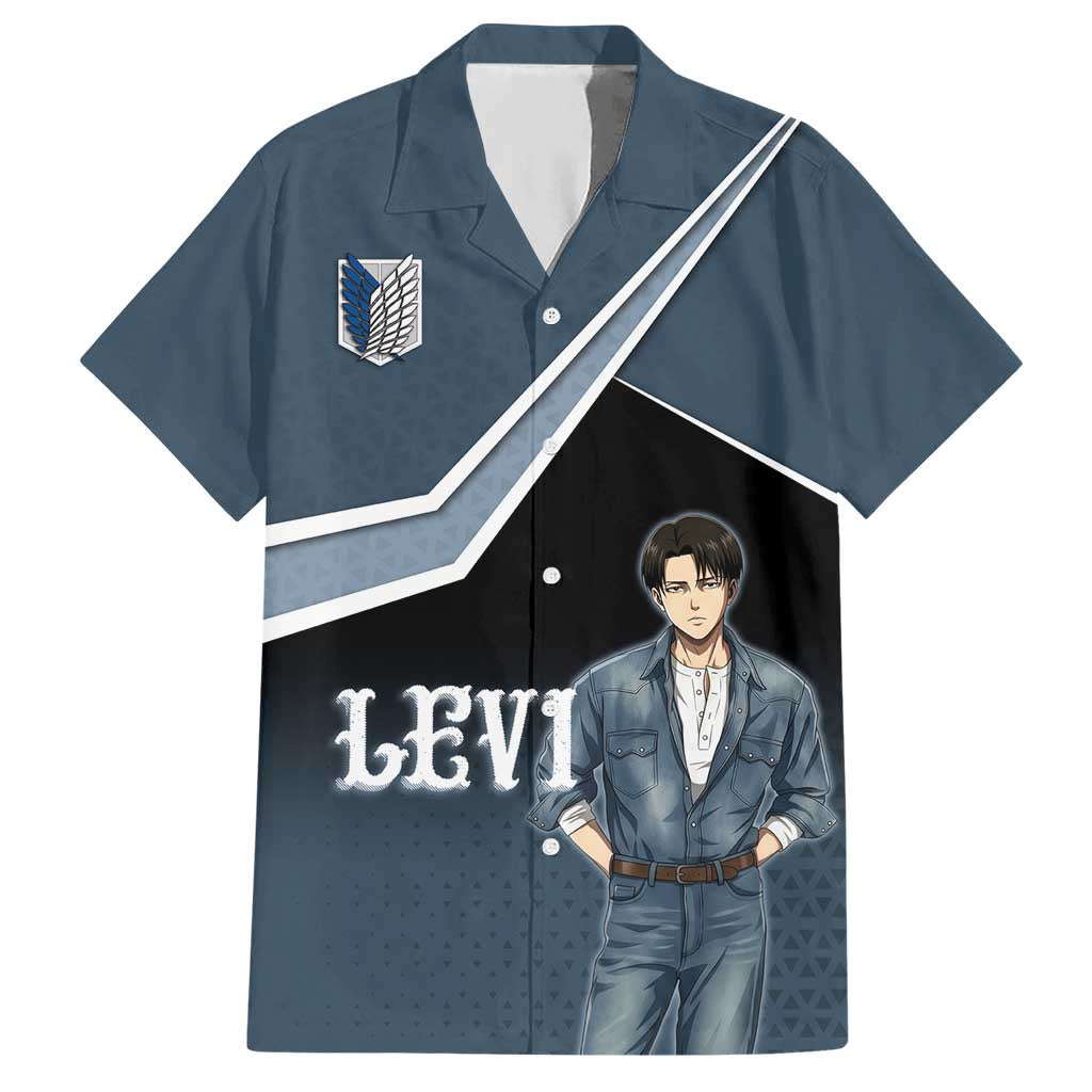 Levi Attack on Titan Hawaiian Shirt Anime Denim Illustration
