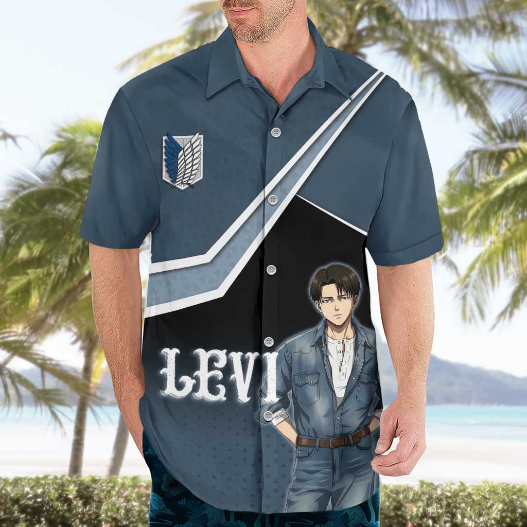 Levi Attack on Titan Hawaiian Shirt Anime Denim Illustration