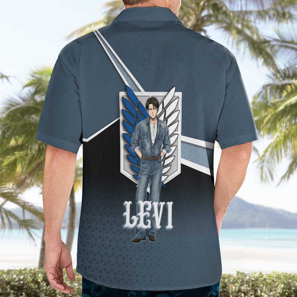 Levi Attack on Titan Hawaiian Shirt Anime Denim Illustration