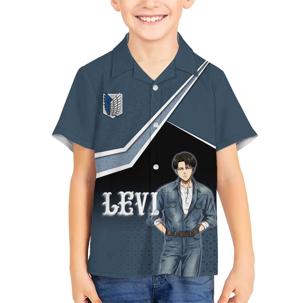 Levi Attack on Titan Hawaiian Shirt Anime Denim Illustration