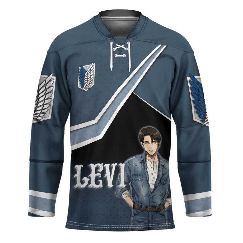 Levi Attack on Titan Hockey Jersey Anime Denim Illustration