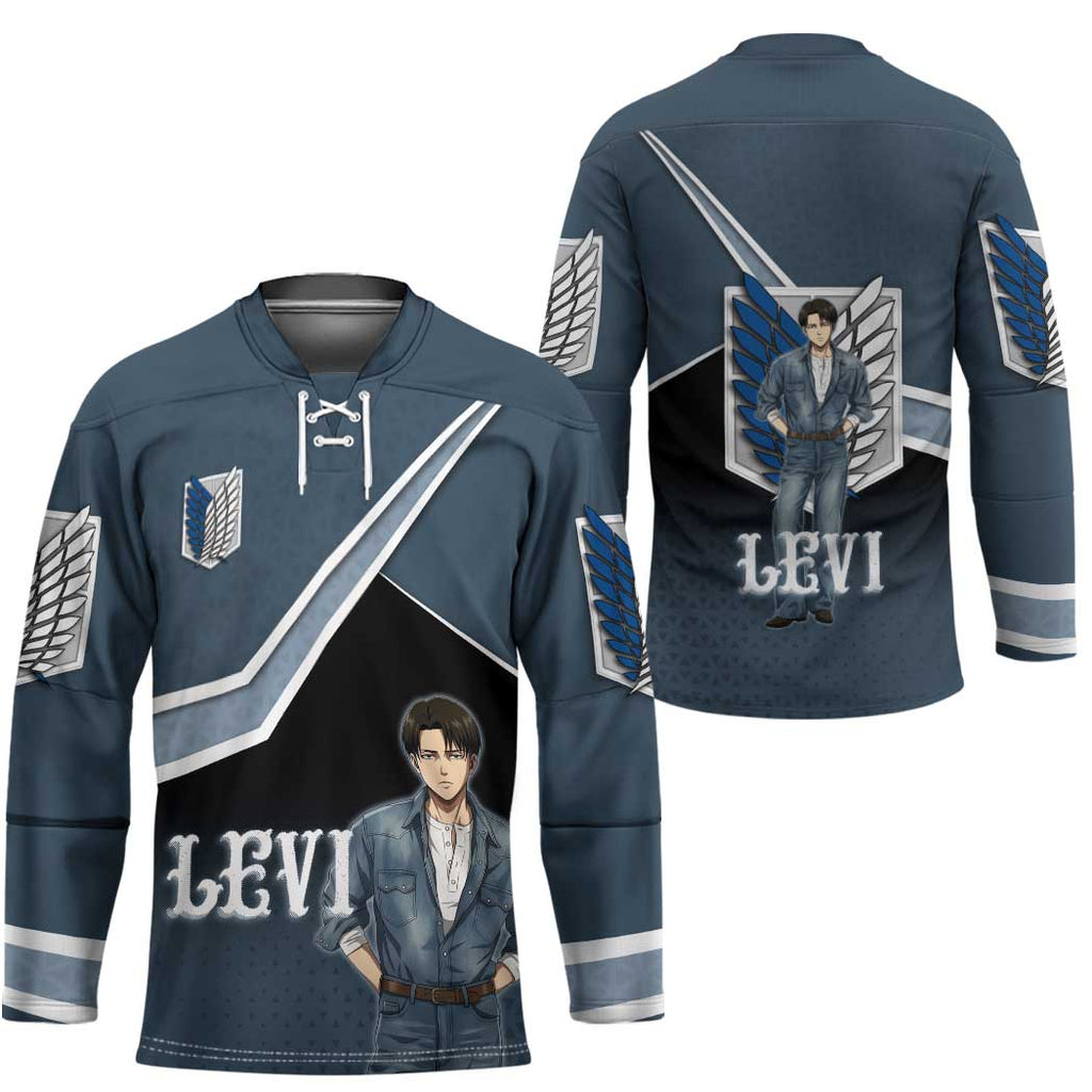 Levi Attack on Titan Hockey Jersey Anime Denim Illustration