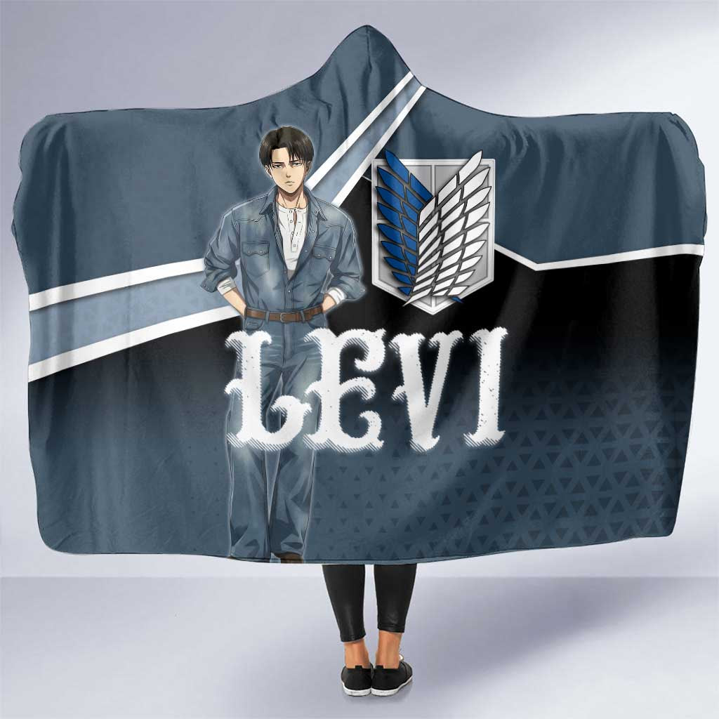 Levi Attack on Titan Hooded Blanket Anime Denim Illustration