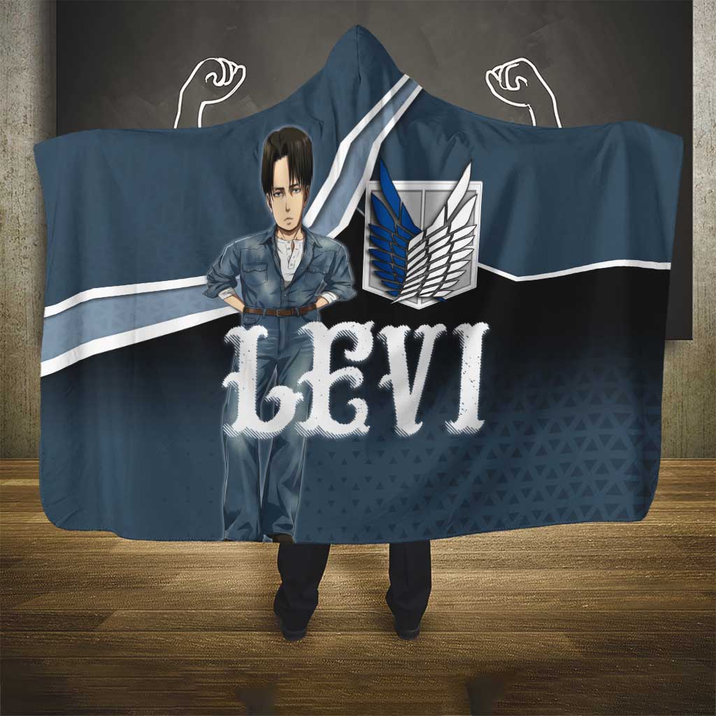 Levi Attack on Titan Hooded Blanket Anime Denim Illustration