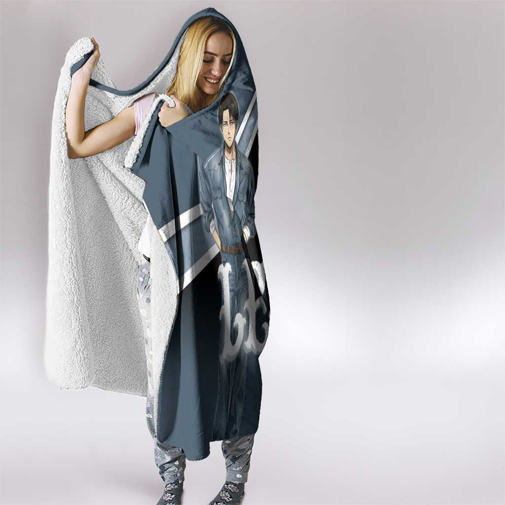 Levi Attack on Titan Hooded Blanket Anime Denim Illustration