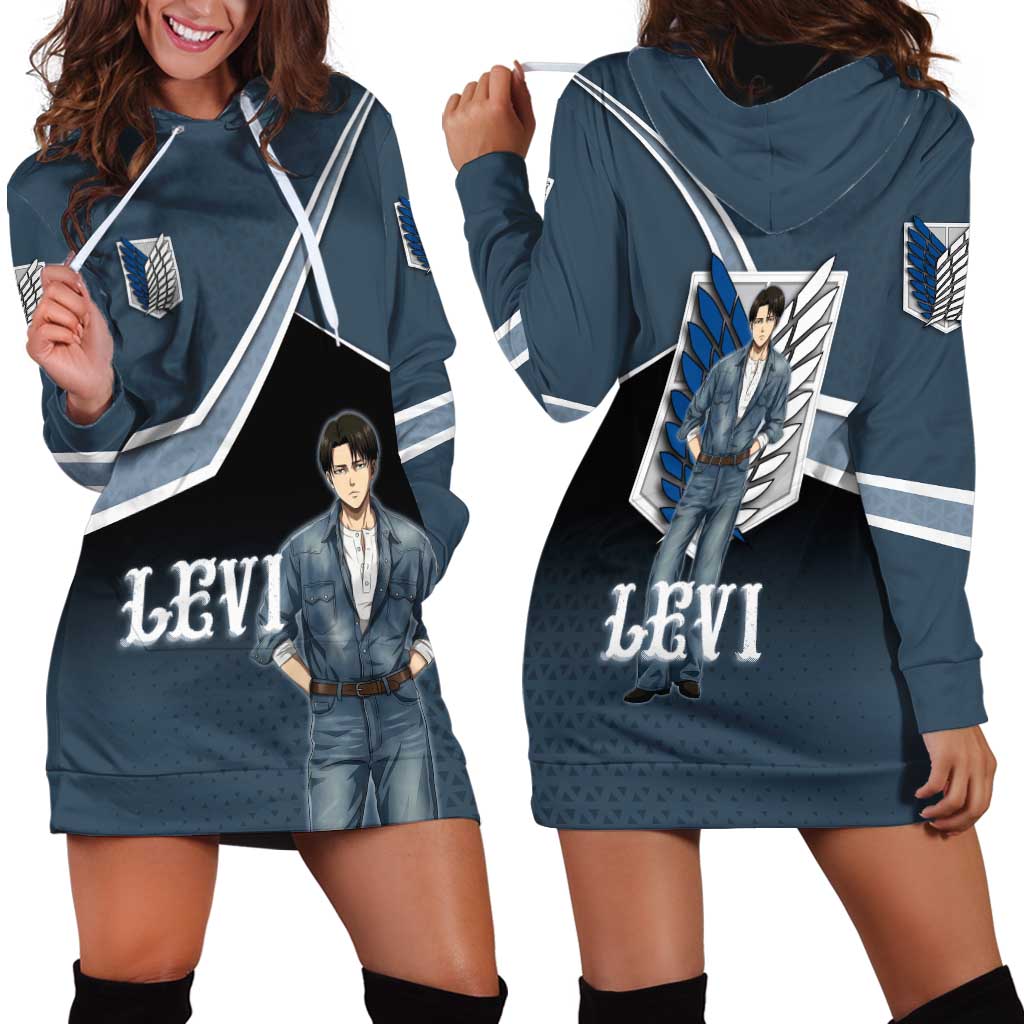 Levi Attack on Titan Hoodie Dress Anime Denim Illustration