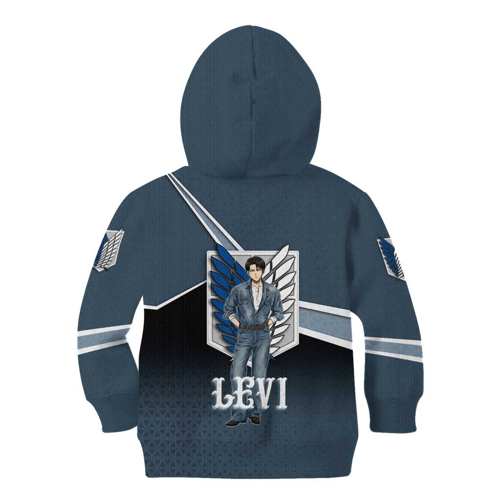 Levi Attack on Titan Kid Hoodie Anime Denim Illustration