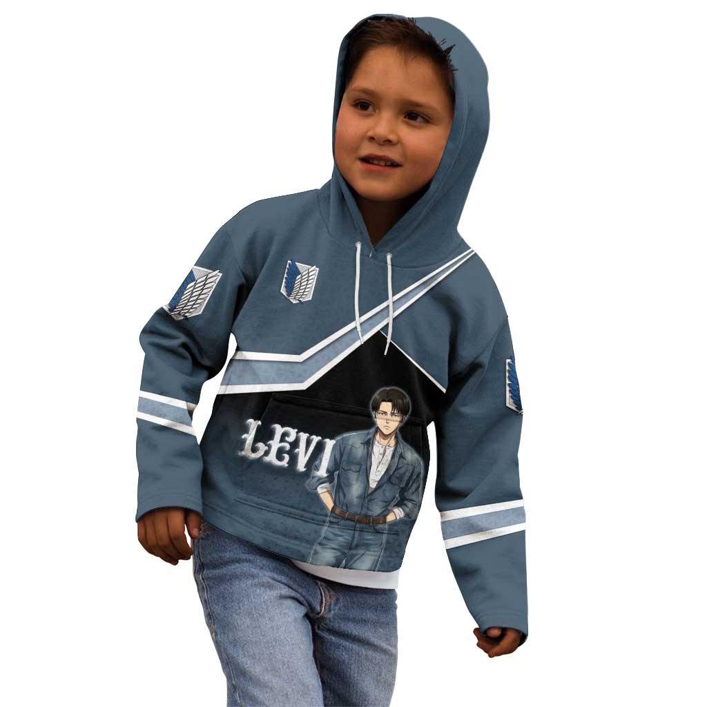 Levi Attack on Titan Kid Hoodie Anime Denim Illustration