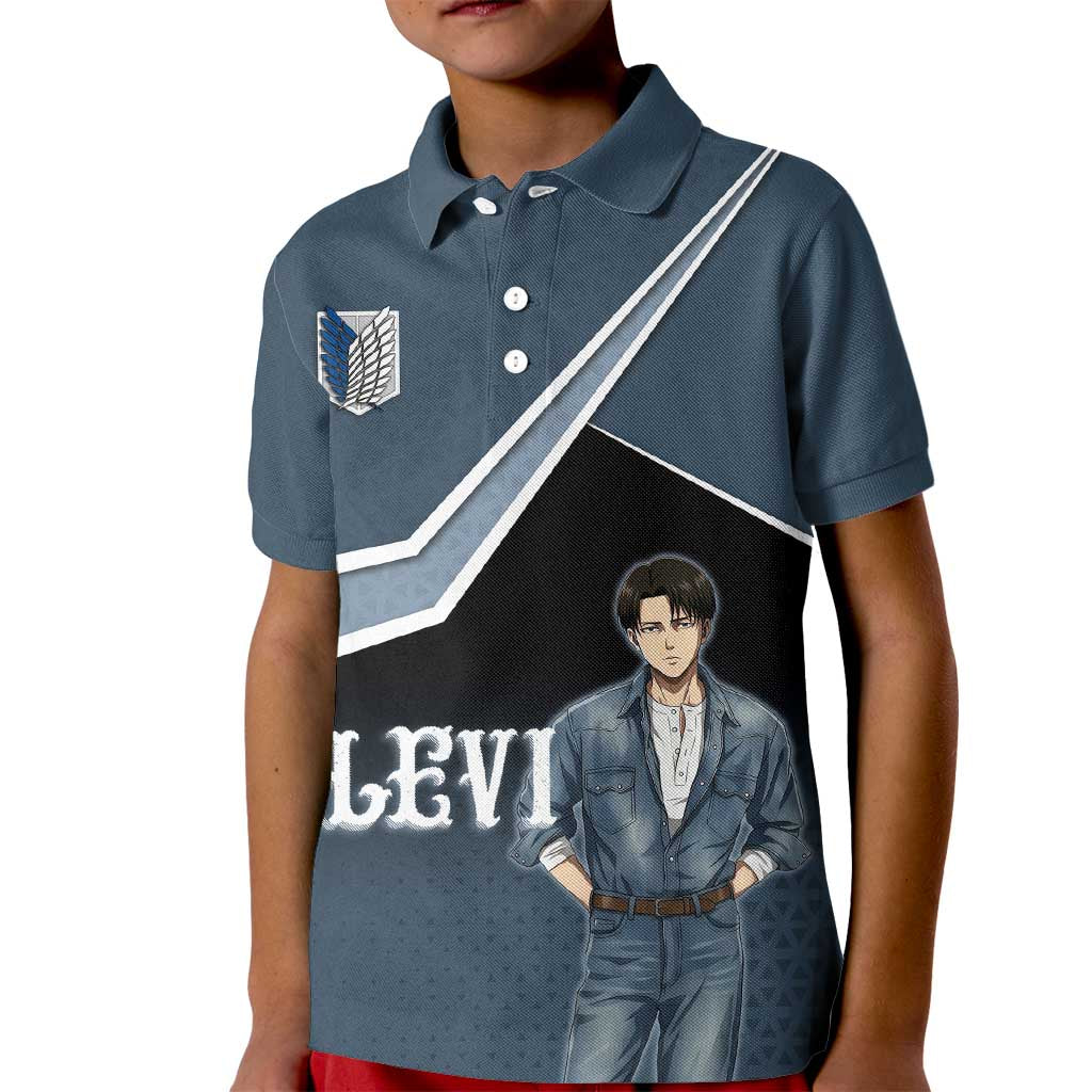 Levi Attack on Titan Kid Polo Shirt Anime Denim Illustration