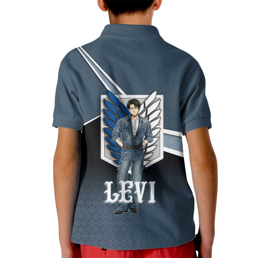 Levi Attack on Titan Kid Polo Shirt Anime Denim Illustration