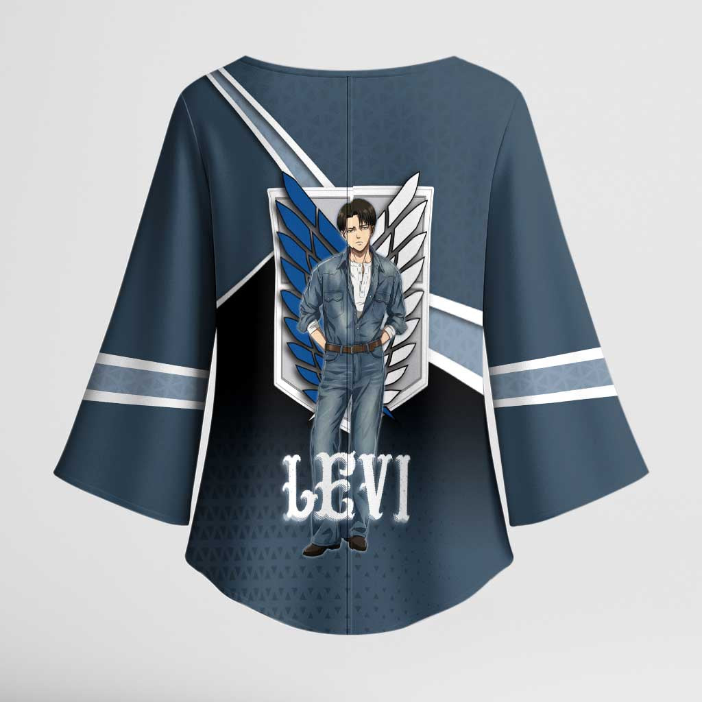 Levi Attack on Titan Kimono Sleeve Blouse Anime Denim Illustration