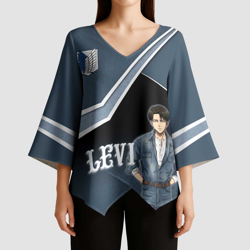 Levi Attack on Titan Kimono Sleeve Blouse Anime Denim Illustration