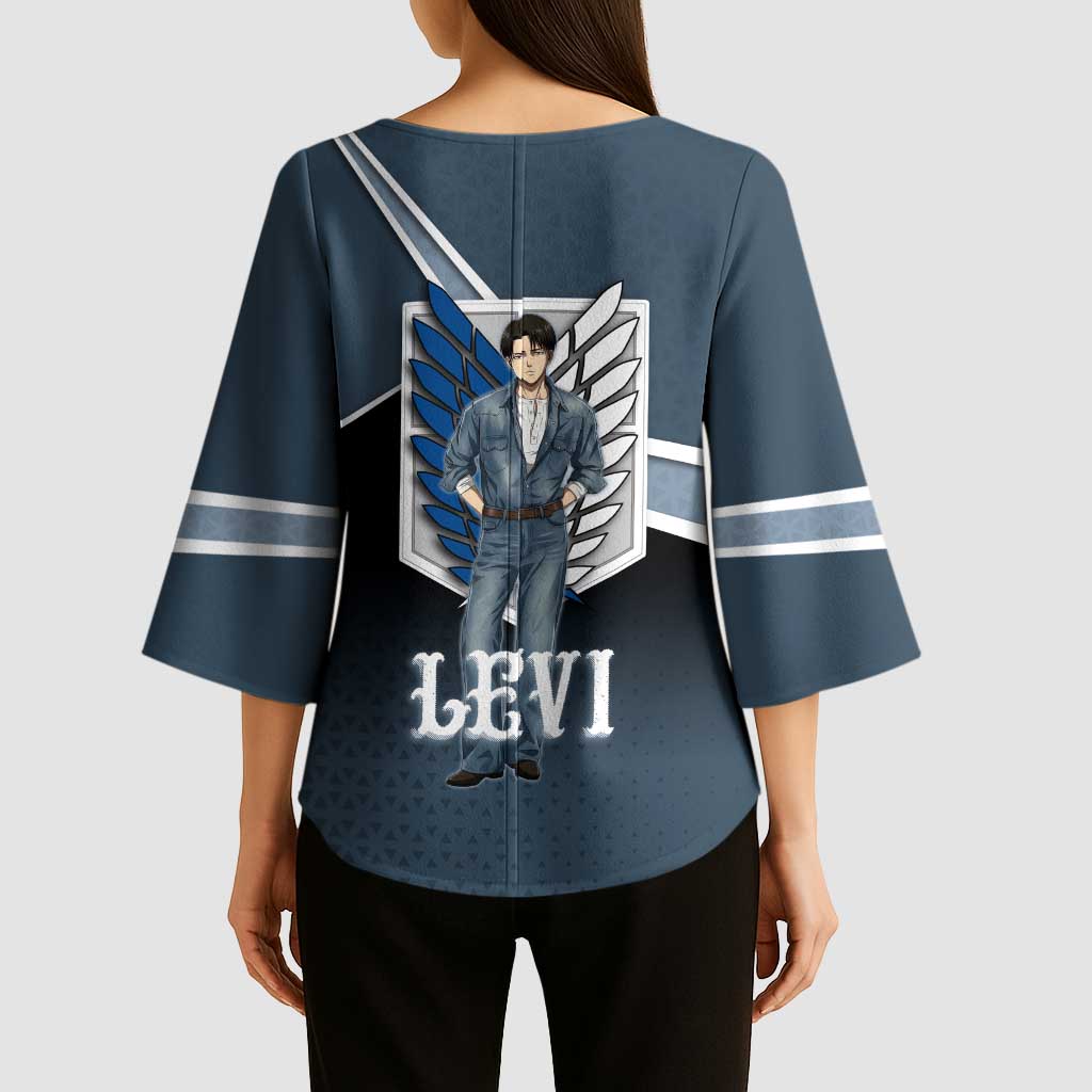 Levi Attack on Titan Kimono Sleeve Blouse Anime Denim Illustration