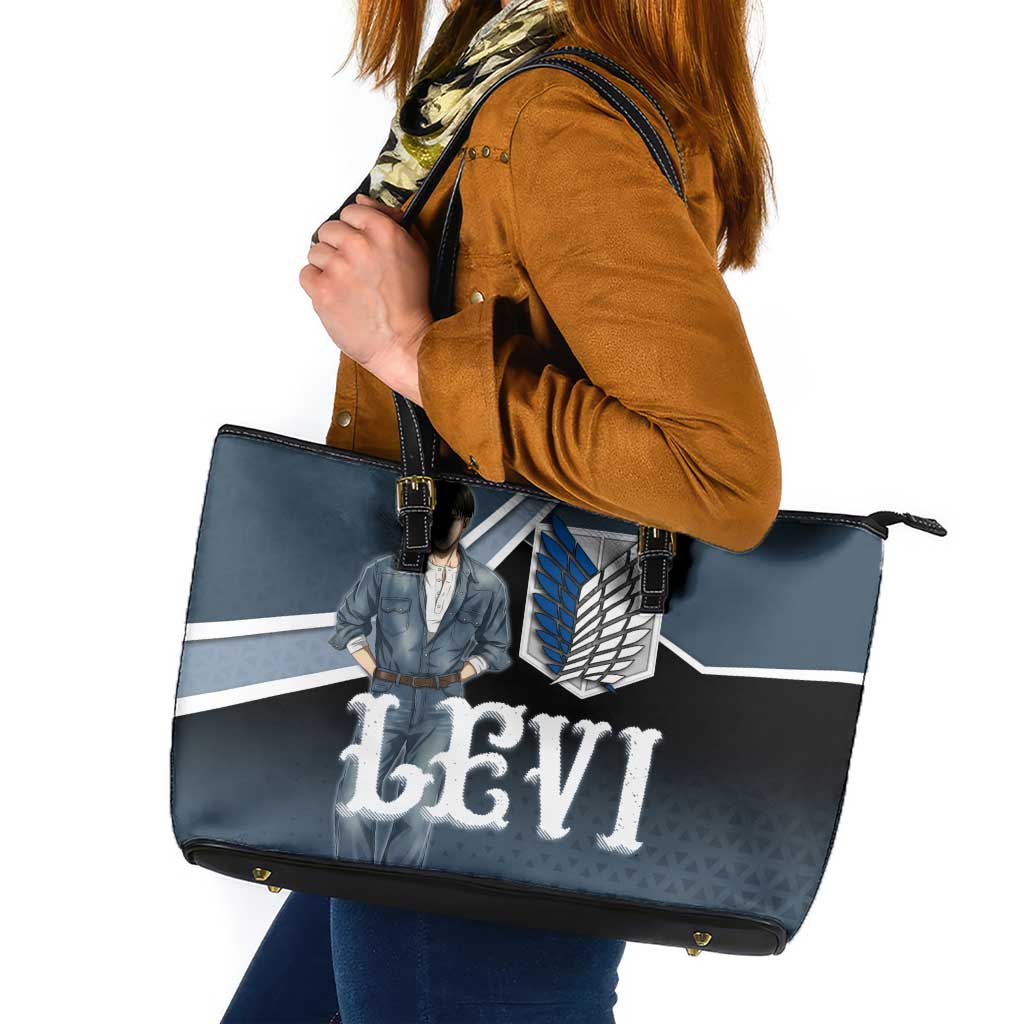 Levi Attack on Titan Leather Tote Bag Anime Denim Illustration