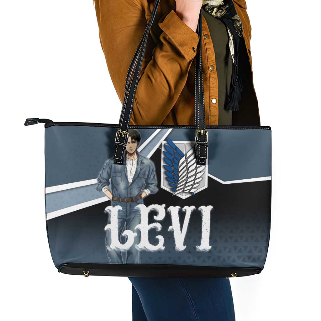 Levi Attack on Titan Leather Tote Bag Anime Denim Illustration