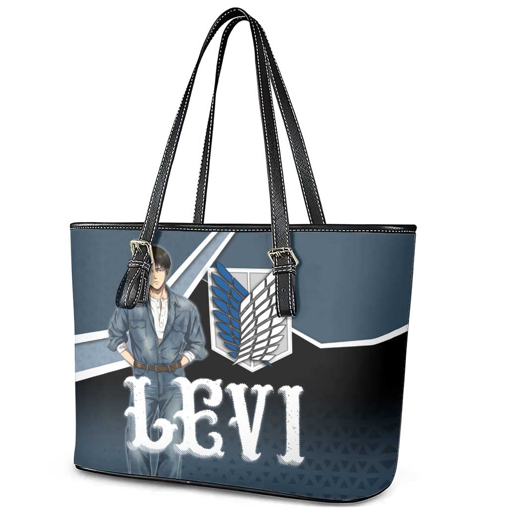 Levi Attack on Titan Leather Tote Bag Anime Denim Illustration