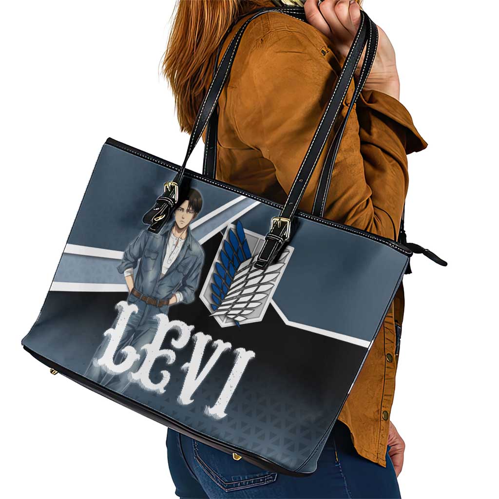 Levi Attack on Titan Leather Tote Bag Anime Denim Illustration