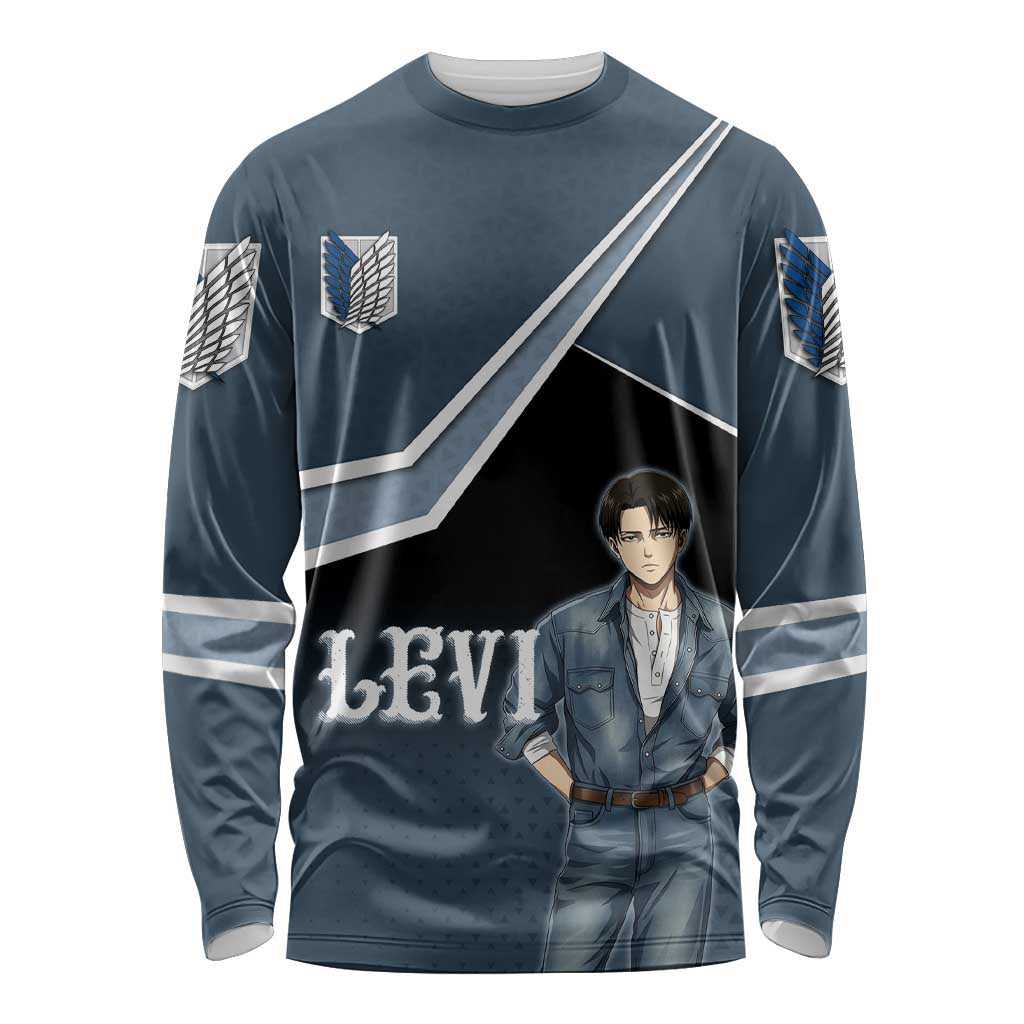 Levi Attack on Titan Long Sleeve Shirt Anime Denim Illustration