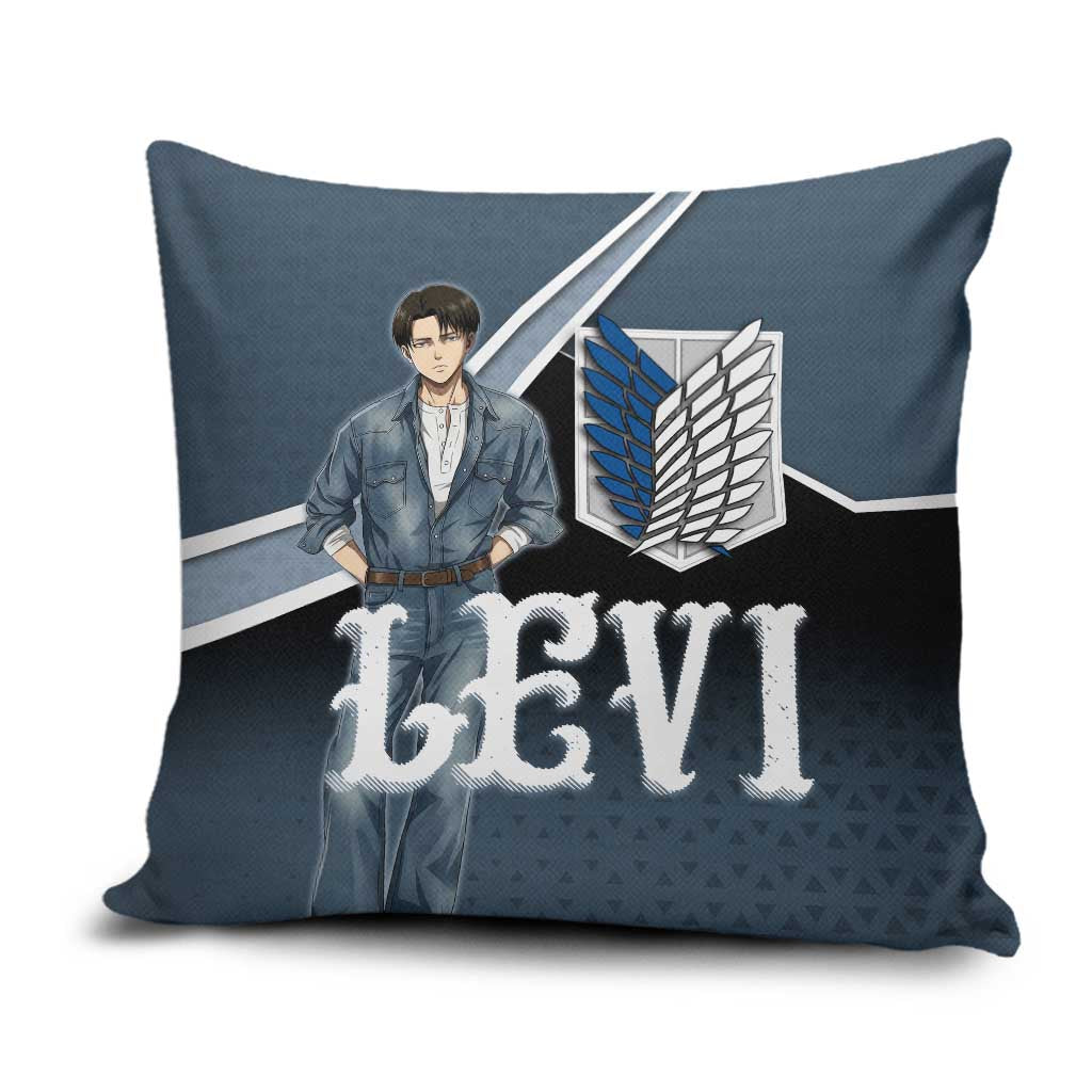 Levi Attack on Titan Pillow Cover Anime Denim Illustration