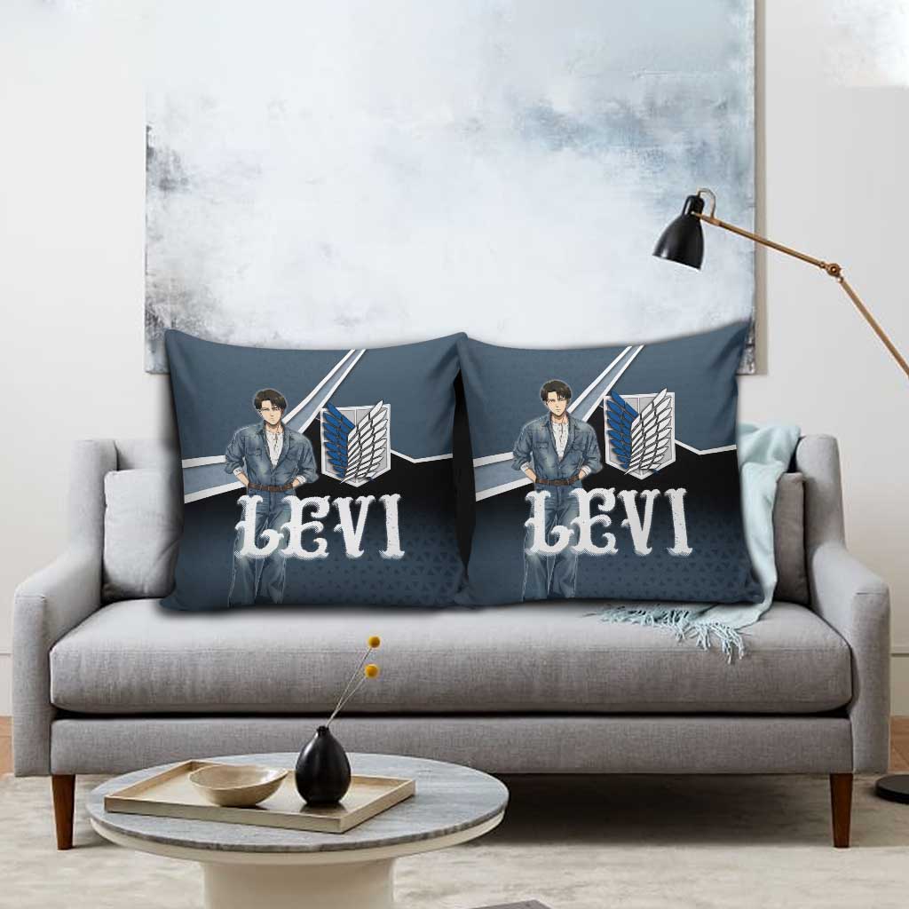 Levi Attack on Titan Pillow Cover Anime Denim Illustration