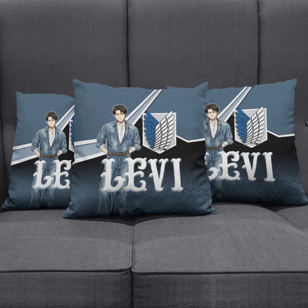 Levi Attack on Titan Pillow Cover Anime Denim Illustration